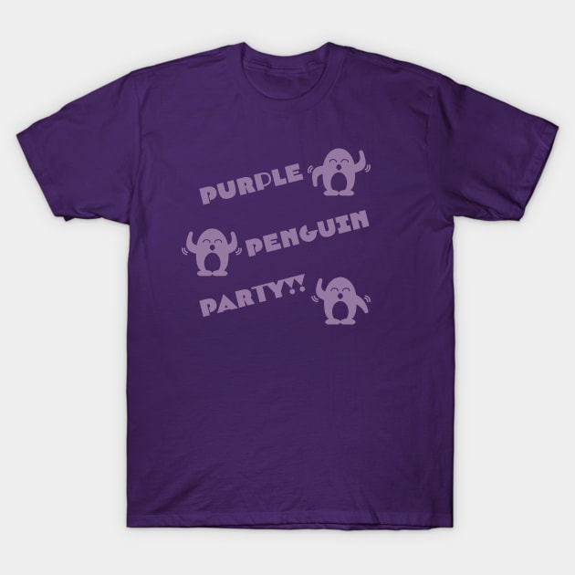 Purple Penguin Party T-Shirt by Nightgong